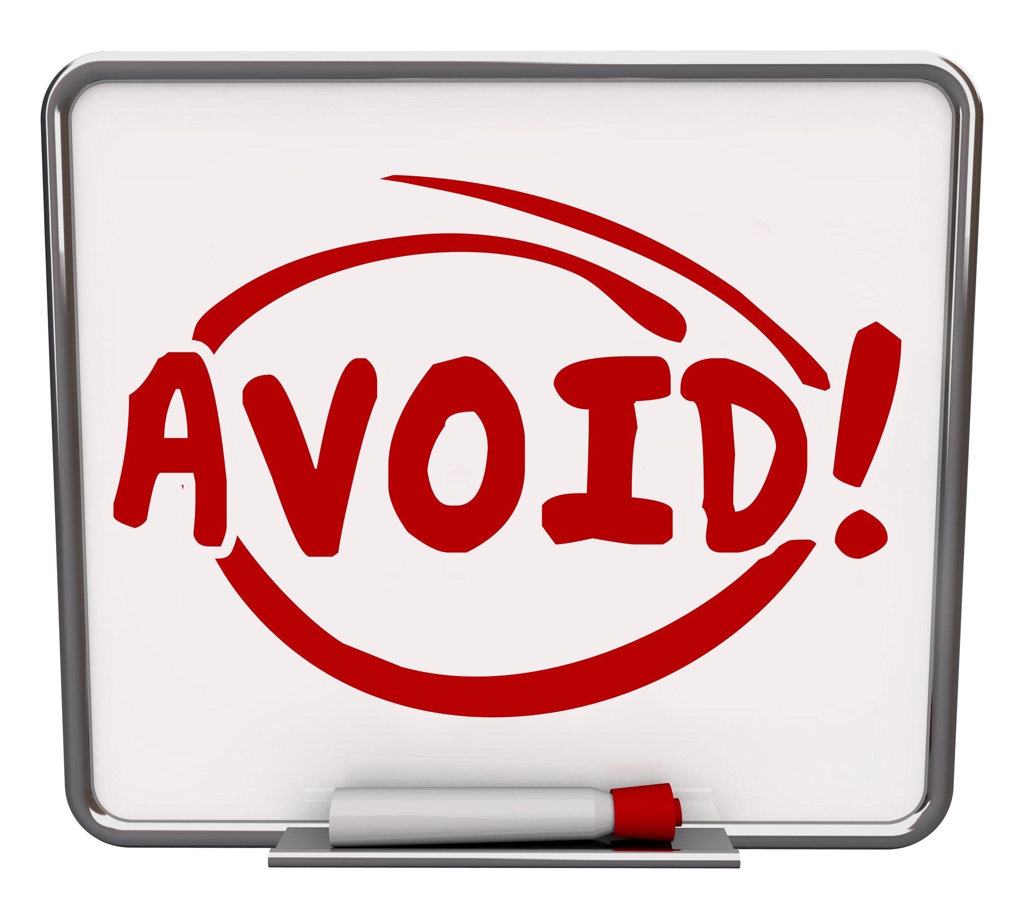 Avoid word written and circled on a dry erase board
