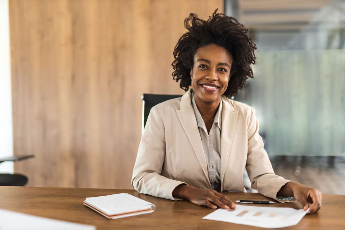 Portrait of a successful businesswoman, smiling at camera