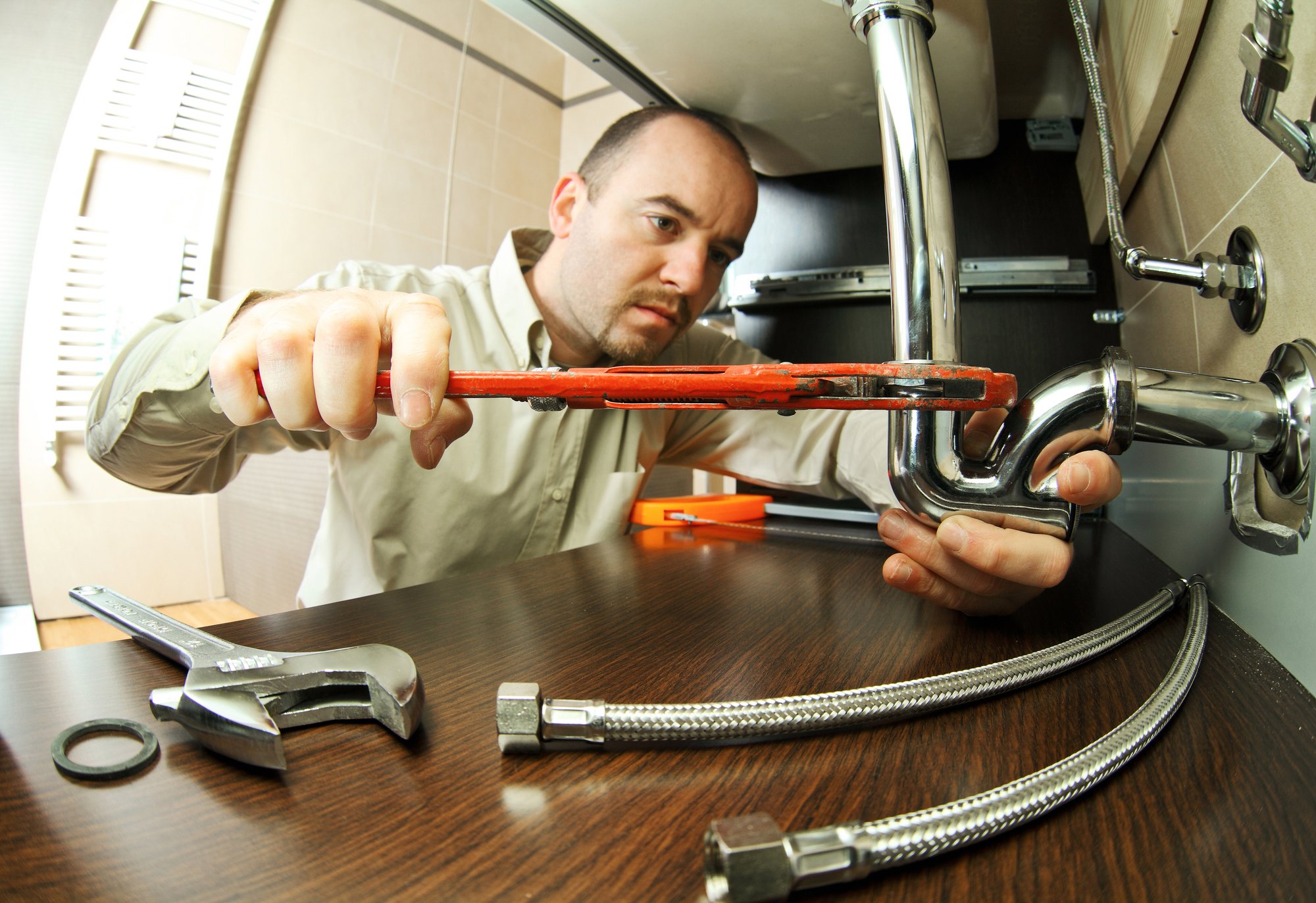 Plumber at work