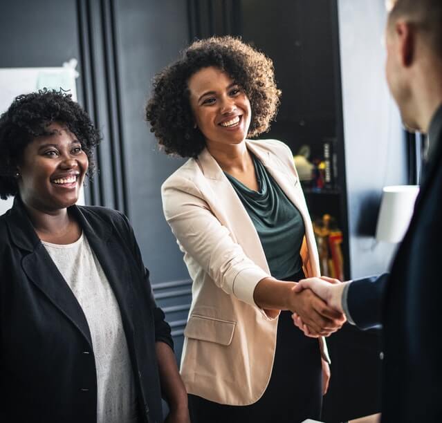 shaking prospective tenant's hand