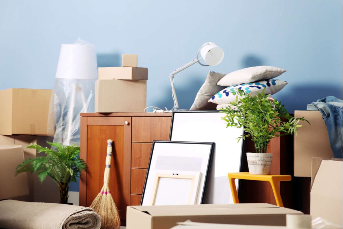 Packed household goods for moving into new house (R) (S)