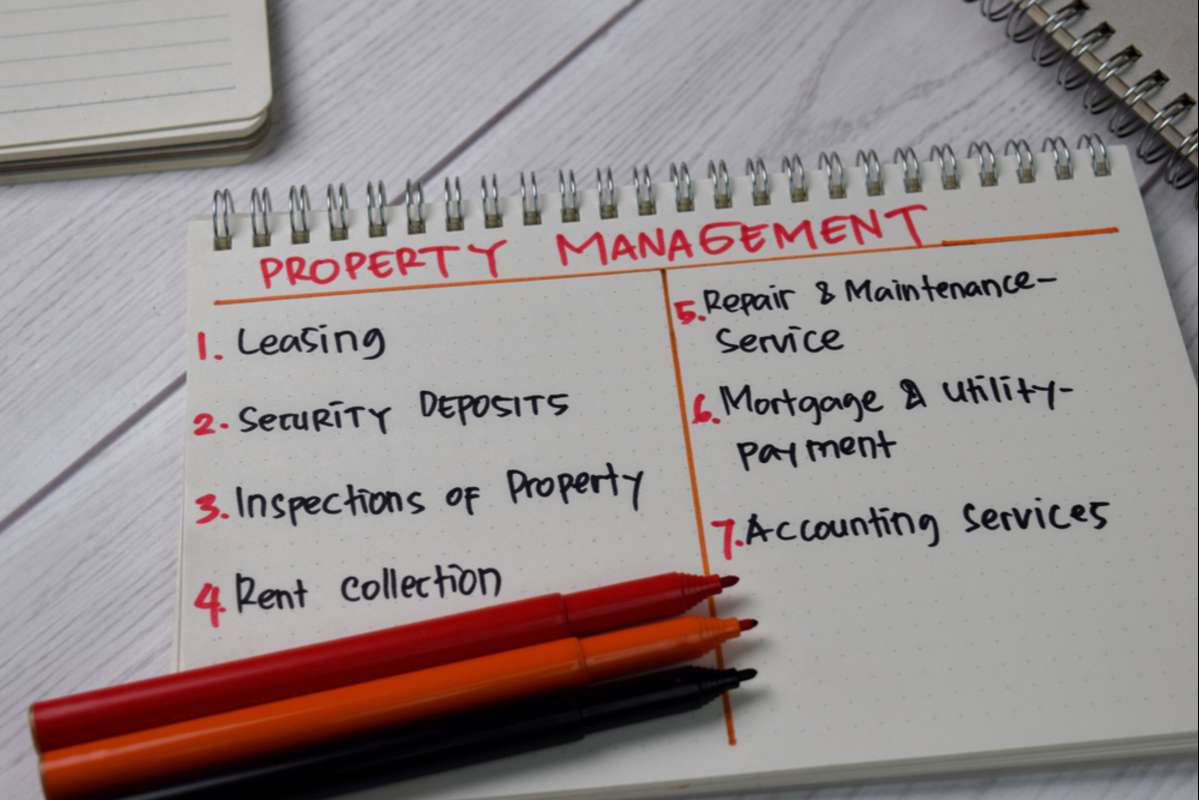 Property Management write on a book with keywords